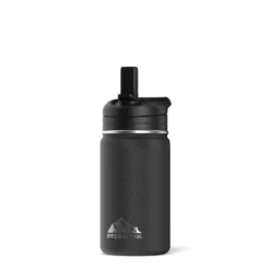 Mini 14oz Stainless Steel Kids Water Bottle With Straw Lid - Black