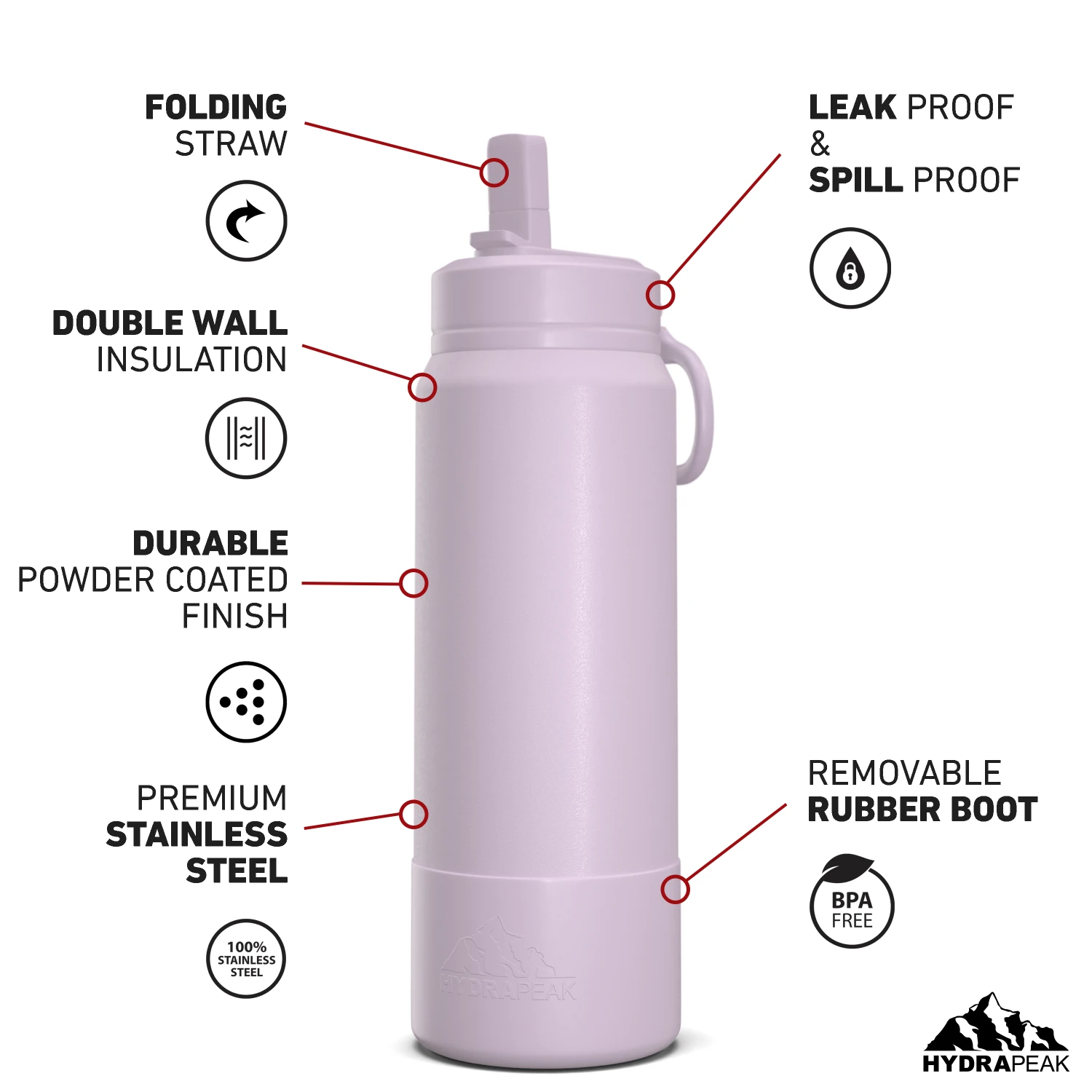 26oz Insulated Water Bottles with Matching Straw Lid and Rubber Boot - Blush 26oz Insulated Water Bottles With Matching Straw Lid And Rubber Boot - Blush -Best Cup Shop 26ozsportbootSTRAW20Blus