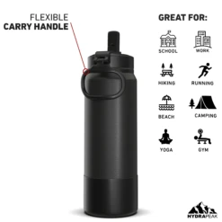 26oz Insulated Water Bottles With Matching Straw Lid And Rubber Boot- Black 6 26oz Insulated Water Bottles With Matching Straw Lid And Rubber Boot- Black -Best Cup Shop 26ozsportbootSTRAWbackBlac