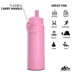 26oz Insulated Water Bottles With Matching Straw Lid And Rubber Boot - Bubblegum -Best Cup Shop 26ozsportbootSTRAWbackbubblegu