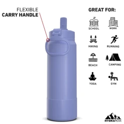 26oz Insulated Water Bottles With Matching Straw Lid And Rubber Boot - Iris -Best Cup Shop 26ozsportbootSTRAWbackiri