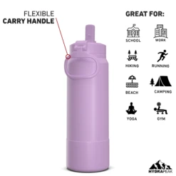 26oz Insulated Water Bottles With Matching Straw Lid And Rubber Boot- Mauve -Best Cup Shop 26ozsportbootSTRAWbackmauve