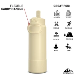 26oz Insulated Water Bottles With Matching Straw Lid And Rubber Boot- Modern Cream -Best Cup Shop 26ozsportbootSTRAWbackmoderncrea