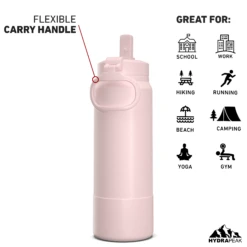 26oz Insulated Water Bottles With Matching Straw Lid And Rubber Boot - Seashell -Best Cup Shop 26ozsportbootSTRAWbackseashel