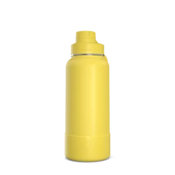32oz Insulated Water Bottles With Matching Chug Lid And Rubber Boot- Lemon
