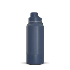 32oz Insulated Water Bottles With Matching Chug Lid And Rubber Boot- Navy