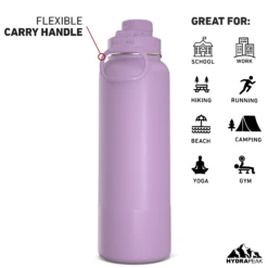 40oz Insulated Water Bottles With Matching Chug Lid And Rubber Boot- Mauve -Best Cup Shop 40ozCHUGbackMauve