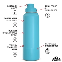 40oz Insulated Water Bottles With Matching Chug Lid And Rubber Boot- Belize -Best Cup Shop 40ozCHUGfrontBelize
