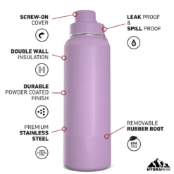 40oz Insulated Water Bottles With Matching Chug Lid And Rubber Boot- Mauve -Best Cup Shop 40ozCHUGfrontMauve