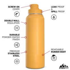 40oz Insulated Water Bottles With Matching Chug Lid And Rubber Boot- Tangerine -Best Cup Shop 40ozCHUGfrontTangerine