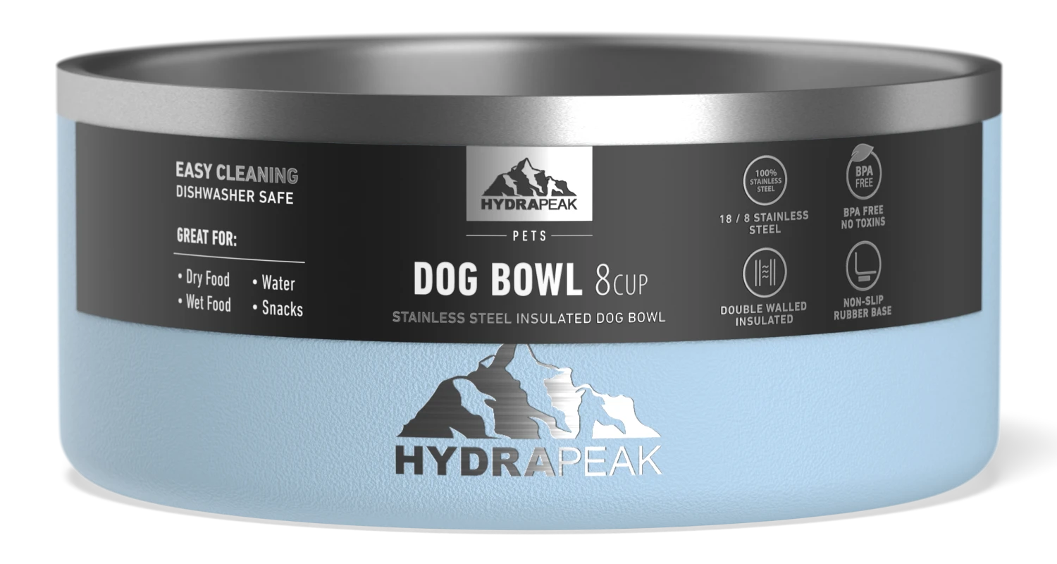 8 Cup Stainless Steel Dog Bowls for Water or Food - Cloud 8 Cup Stainless Steel Dog Bowls For Water Or Food - Cloud -Best Cup Shop 64DogBowl WithSleeve Cloud PC