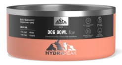 8 Cup Stainless Steel Dog Bowls For Water Or Food- Peach -Best Cup Shop 64DogBowl WithSleeve Peach PC
