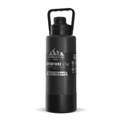 Adventure 67oz Insulated Water Bottle With Handle And Matching Rubber Boot- Black