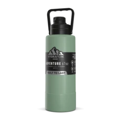 Adventure 67oz Insulated Water Bottle With Handle And Matching Rubber Boot- Sage