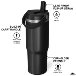 Nomad 32 Oz Tumbler With Handle And Straw Lid - Black 4 Nomad 32 Oz Tumbler With Handle And Straw Lid - Black -Best Cup Shop HP Nomad 32 BlackLep Turned