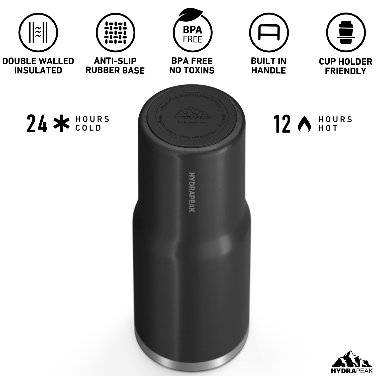 Nomad 32 oz Tumbler With Handle and Straw Lid - Black Nomad 32 Oz Tumbler With Handle And Straw Lid - Black -Best Cup Shop HP Nomad 32 BottomView Black