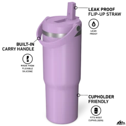 Nomad 32 Oz Tumbler With Handle And Straw Lid - Mauve 4 Nomad 32 Oz Tumbler With Handle And Straw Lid - Mauve -Best Cup Shop HP Nomad 32 Mauve Turned