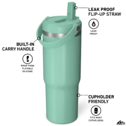 Nomad 32oz Tumbler With Handle And Straw Lid - Pale Sage -Best Cup Shop HP Nomad 32 PaleSage Turned