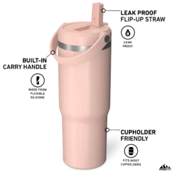 Nomad 32 Oz Tumbler With Handle And Straw Lid- Peony -Best Cup Shop HP Nomad 32 Peony Turned