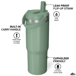 Nomad 32 Oz Tumbler With Handle And Straw Lid - Sage -Best Cup Shop HP Nomad 32 Sage Turned