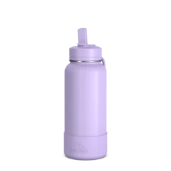 32oz Insulated Water Bottles With Matching Straw Lid And Rubber Boot - Digital Lavender