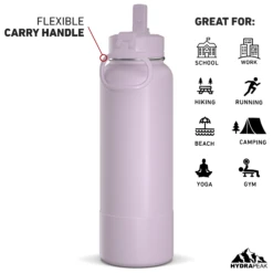 40oz Insulated Water Bottles With Matching Straw Lid And Rubber Boot- Blush -Best Cup Shop HP SPORTBOOT 40 Back 20d Blush