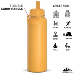 40oz Insulated Water Bottles With Matching Straw Lid And Rubber Boot - Tangerine -Best Cup Shop HP SPORTBOOT 40 Back 20d Tangerine