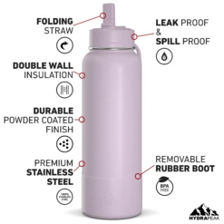 40oz Insulated Water Bottles With Matching Straw Lid And Rubber Boot- Blush -Best Cup Shop HP SPORTBOOT 40 Front 20d Blush