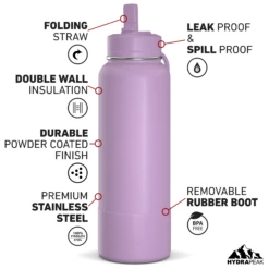 40oz Insulated Water Bottles With Matching Straw Lid And Rubber Boot - Mauve -Best Cup Shop HP SPORTBOOT 40 Front 20d Mauve