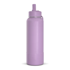 40oz Insulated Water Bottles With Matching Straw Lid And Rubber Boot - Mauve