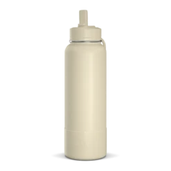 40oz Insulated Water Bottles With Matching Straw Lid And Rubber Boot - Modern Cream