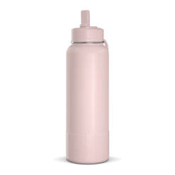 40oz Insulated Water Bottles With Matching Straw Lid And Rubber Boot - Seashell
