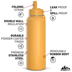 40oz Insulated Water Bottles With Matching Straw Lid And Rubber Boot - Tangerine -Best Cup Shop HP SPORTBOOT 40 Front 20d Tangerine