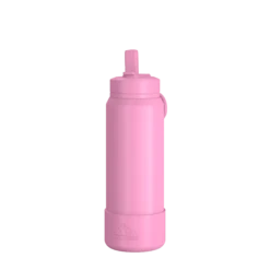 26oz Insulated Water Bottles With Matching Straw Lid And Rubber Boot - Bubblegum