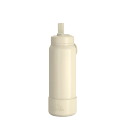 26oz Insulated Water Bottles With Matching Straw Lid And Rubber Boot- Modern Cream
