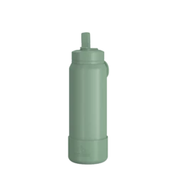 26oz Insulated Water Bottles With Matching Straw Lid And Rubber Boot- Sage