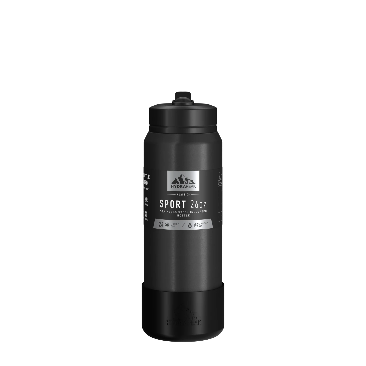 26oz Insulated Water Bottles with Matching Straw Lid and Rubber Boot- Black 26oz Insulated Water Bottles With Matching Straw Lid And Rubber Boot- Black -Best Cup Shop HP SportBoot 26 FrontwSleeve Black 04