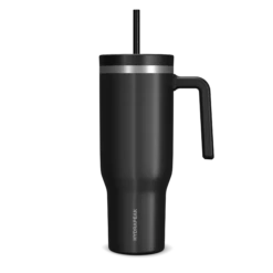 Voyager 40 Oz Tumbler With Handle And Straw Lid- Black
