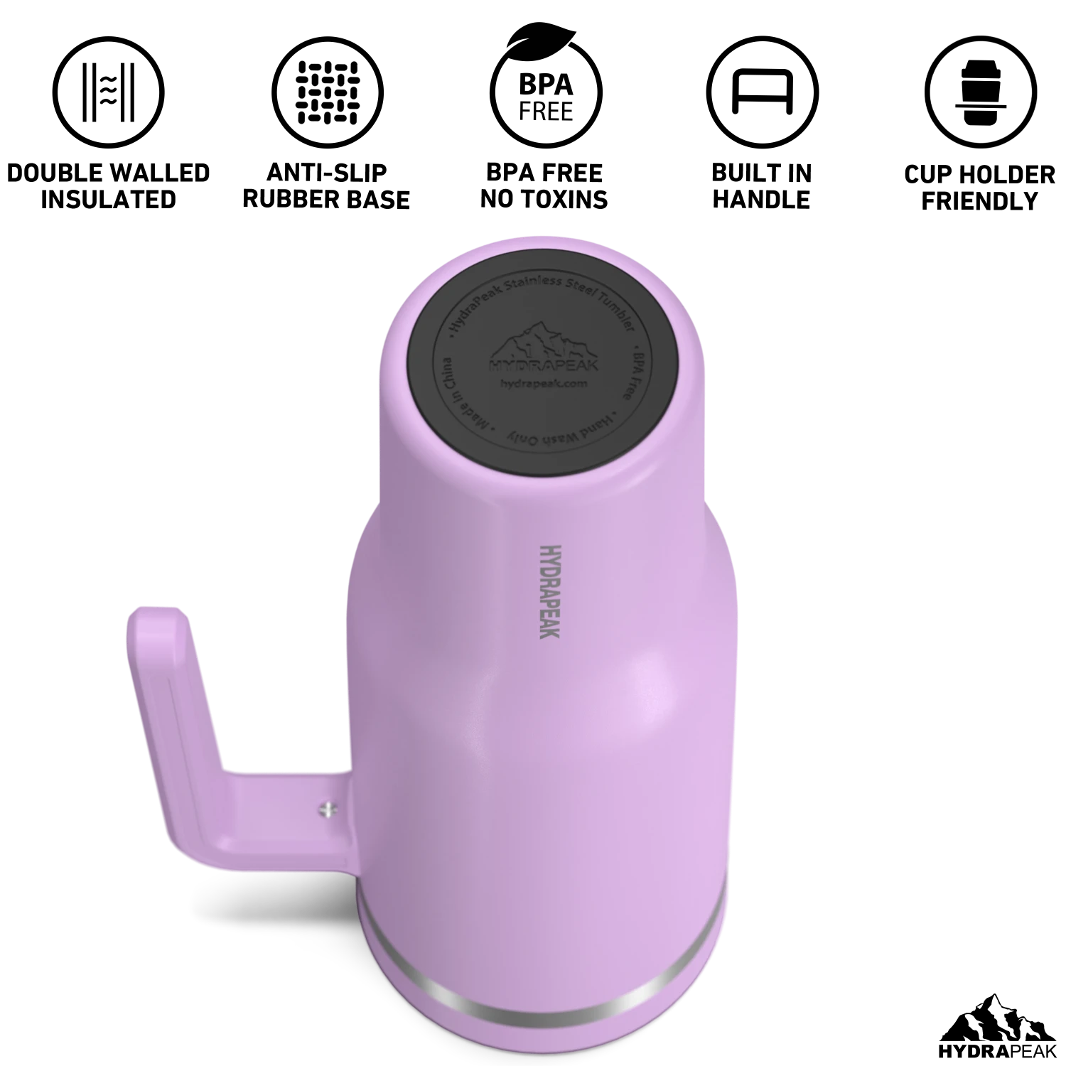 Voyager 40 oz Tumbler With Handle and Straw Lid- Mauve Voyager 40 Oz Tumbler With Handle And Straw Lid- Mauve -Best Cup Shop HP Voyager 40 BottomView Mauve