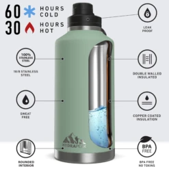 72oz Stainless Steel Insulated Water Bottle With Flexible Chug Lid- Sage -Best Cup Shop SKY72oz