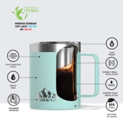Savor 14oz Stainless Steel Insulated Coffee Mug With Handle Mug - Aqua -Best Cup Shop aquainfo
