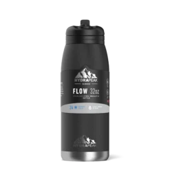 Flow 32oz Stainless Steel Insulated Water Bottle With Straw Lid Bottle - Black -Best Cup Shop backblack1 34