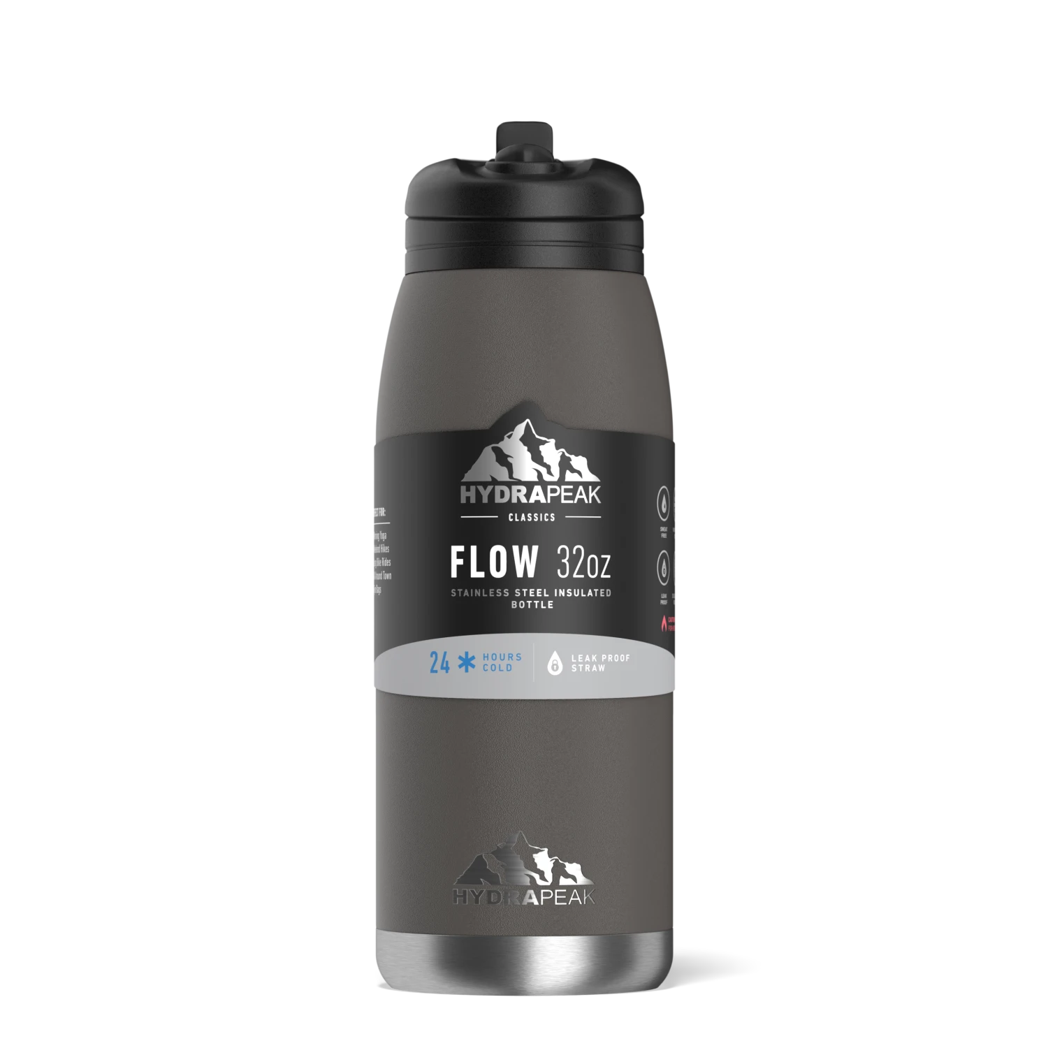 Flow 32oz Stainless Steel Insulated Water Bottle with Straw Lid Bottle- Graphite Flow 32oz Stainless Steel Insulated Water Bottle With Straw Lid Bottle- Graphite -Best Cup Shop backblack1 39