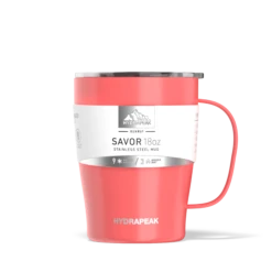 SAVOR 18oz Stainless Steel Insulated Travel Mug- Coral -Best Cup Shop coralsleeve 3aac23c6 afc6 48d9 b125 b41b8a4d4c59
