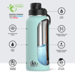 32oz Stainless Steel Insulated Water Bottle With Flexible Chug Lid - Aqua -Best Cup Shop infoaqua